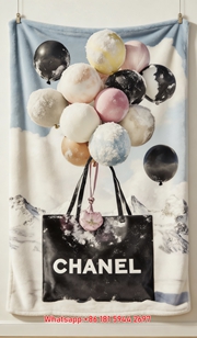 Luxury Chanel Pastel Balloon Flannel Throw Blanket  Snowy Mountain Shopping Bag Print IMG_7204